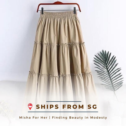 MISHA FOR HER | AVA TIERED SKIRT | STRETCHABLE MAXI SKIRT WITH POCKETS
